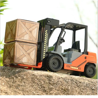 Xe nâng hàng đồ chơi tỉ lệ 1:10 mô hình xe đồ chơi trẻ em bằng nhựa kèm 2 thùng hàng bằng giấy