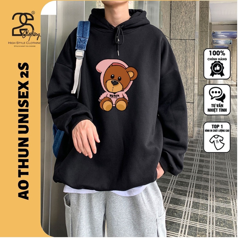 Hoodie Nam Nữ Form Rộng Chất Liệu Nỉ Bông 2S Clothing, Áo Nỉ Có Mũ Oversize In Drew Bear TV5025