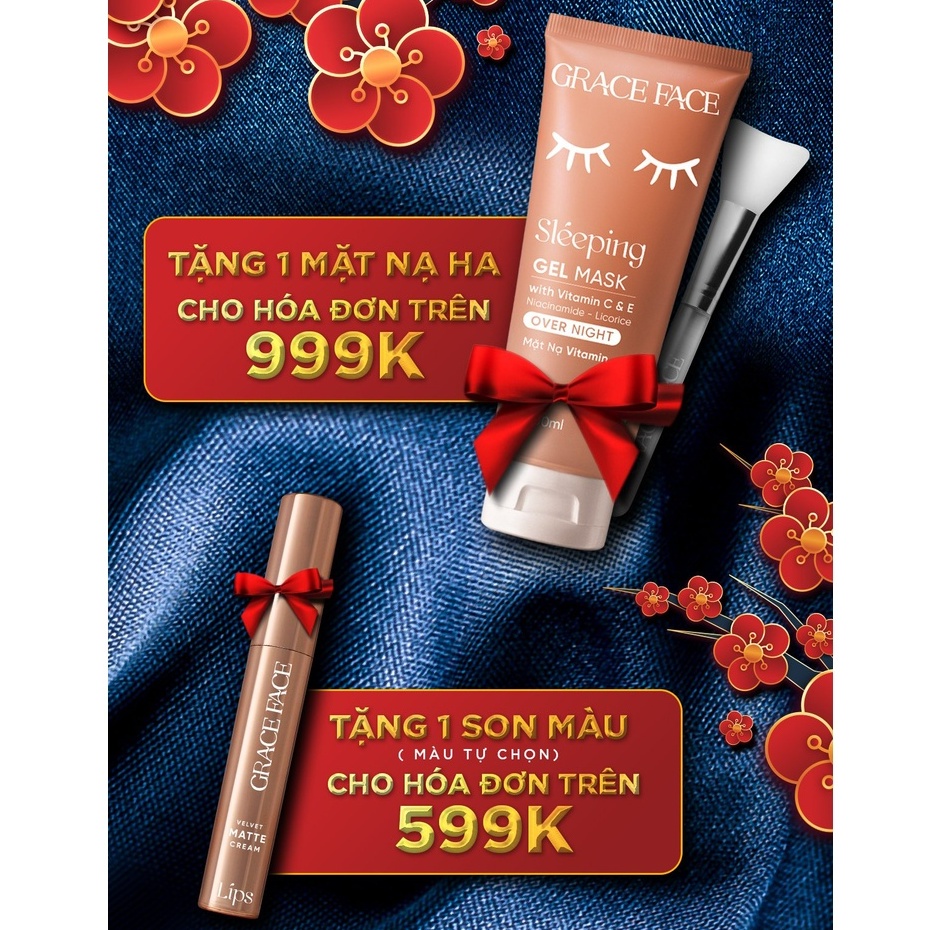 Combo Son kem lì Grace Face Velvet Matte Lipstick 4ml và Phấn nước kiềm dầu Silk Cushion Makeup SPF 40+ PA +++ 15g