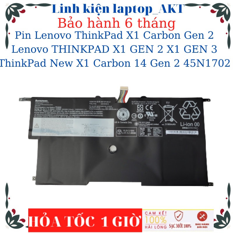 Pin Laptop Lenovo ThinkPad X1 Carbon Gen 2 Lenovo THINKPAD X1 GEN 2 X1 GEN 3 ThinkPad New X1 Carbon 