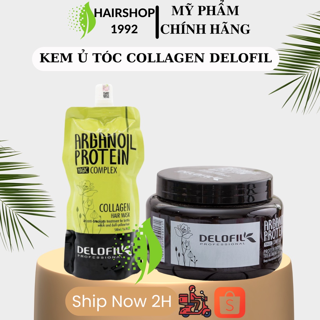 Kem ủ tóc collagen DELOFIL phục hồi tóc khô xơ hư tổn 500ml | Dầu Hấp Ủ Xả Tóc Collagen DELOFIL Chính Hãng