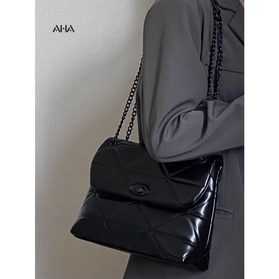 Túi xách AHA official da mềm họa tiết hình thoi phối dây xích thời trang sang trọng cho nữ