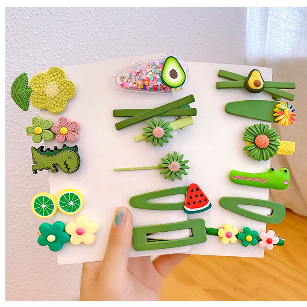 1 Set Kẹp Tóc Cao Su Hình Trái Cây/Hoa/Hoạt Hình Dễ Thương Cho Bé