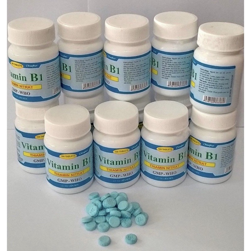 Vitamin B1 giảm rụng tóc, viên màu xanh- chai 100 viên