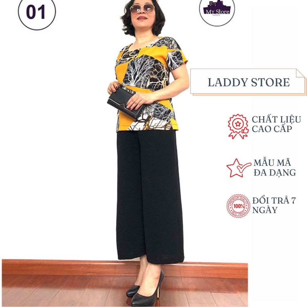 Đồ Bộ Trung Niên Bộ Đồ Phối Áo Lụa Hàn Châu Quần Đũi Cao Cấp Siêu Mềm SiêuMát - Laddy store