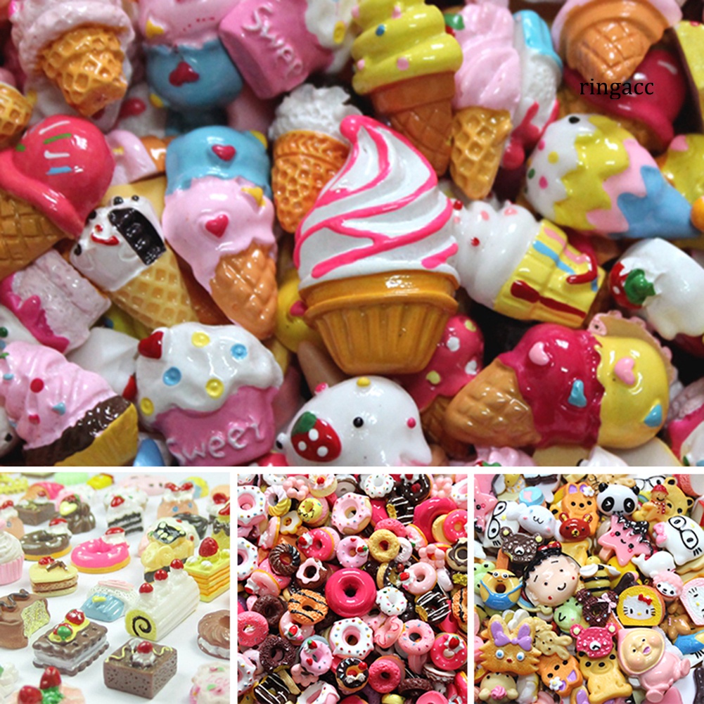 Set 10 Mô Hình Bánh Donut Mini Sống Động Dùng Làm Trang Sức Diy