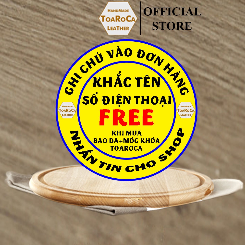 Bao da smartkey ô tô xe máy khắc tên Free khi mua bao da kèm móc khóa tại Toaroca