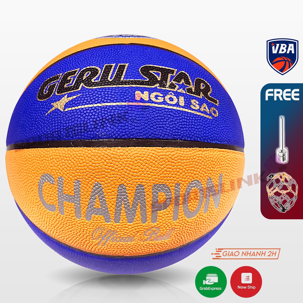 Banh bóng rổ dán da PU Gerustar Size 7 Champion