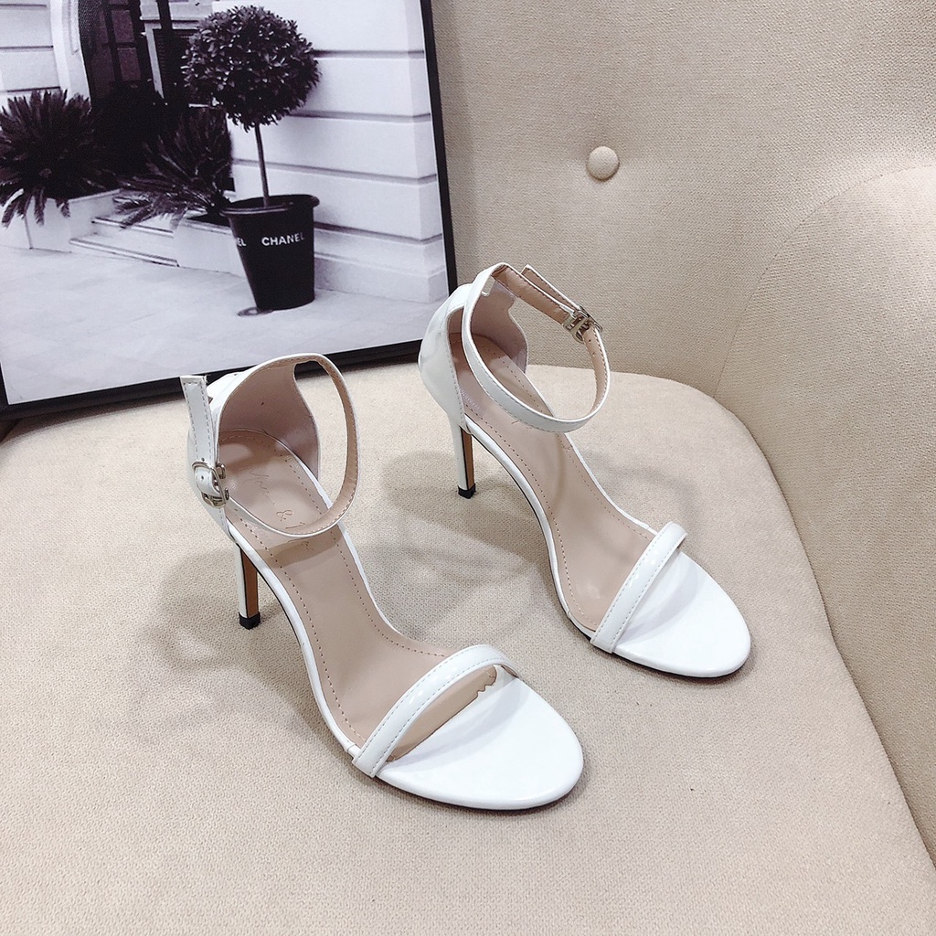 Giày cao gót sandal nữ 9p quai ngang hậu hàng chuẩn form cao cấp lên chân siêu sang - Chị Chảnh Store