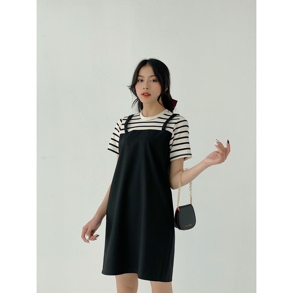 TUBYCATU | Đầm yếm đen + thun sọc | BigBuy360 - bigbuy360.vn