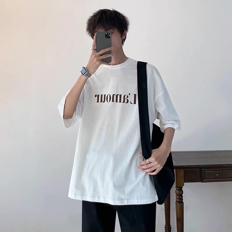 Áo thun nam nữ áo phông tee unisex in chữ L'amour 2 màu đen và trắng | BigBuy360 - bigbuy360.vn