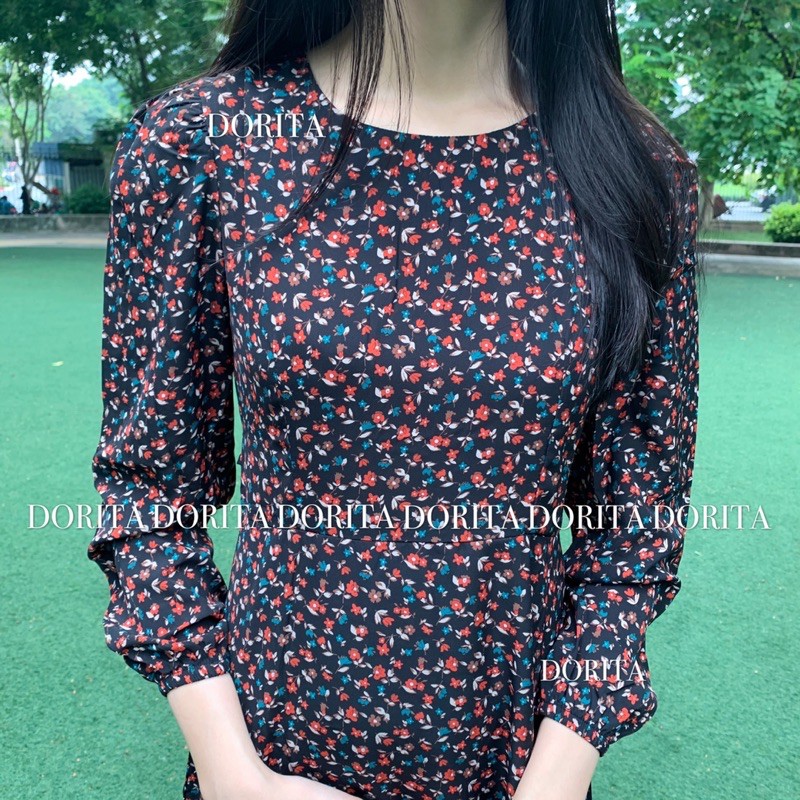 Váy hoa nhí dài tay nhiều màu, Đầm ullzang hoa nhí - Dorita Boutique