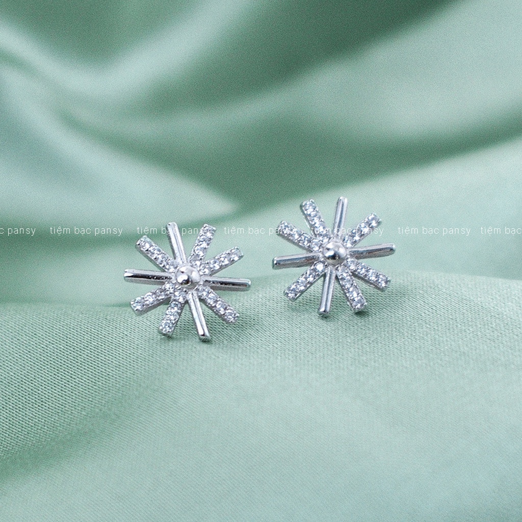 Bông tai bạc nữ PANSY hình mặt trời phong cách Hàn Quốc, khuyên tai bạc ta 925 thật hottrend