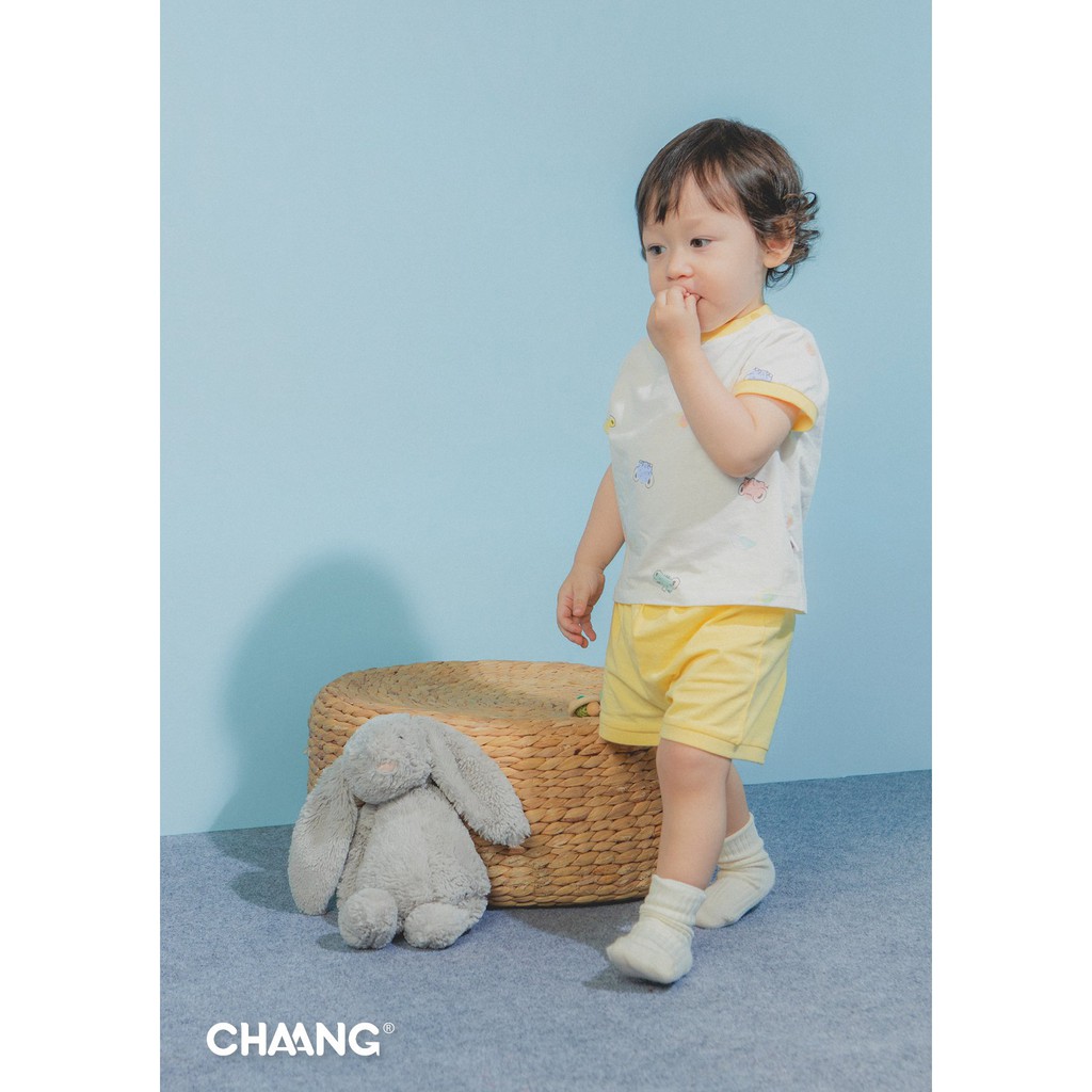 CHAANG Bộ Cộc Cúc Vai Cho Bé Trai và Gái Chất Liệu Cotton Dưới 5 Tuổi