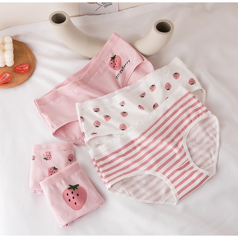 Quần Lót Nữ Cotton Siêu Thoáng Nâng Mông Dâu Tây Siêu xinh  QL08