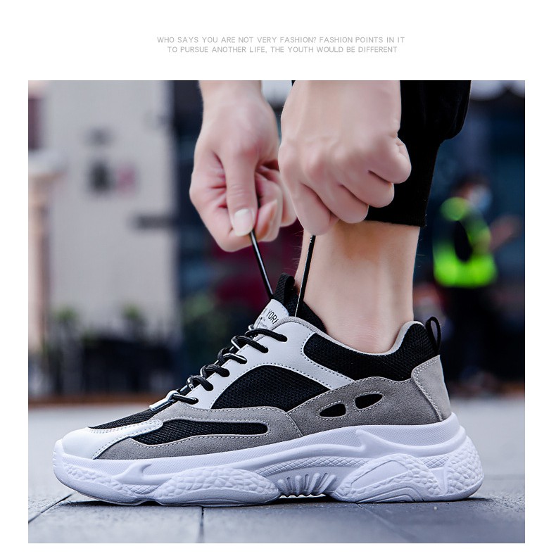 GiàyThể Thao  Nam Giày Sneaker kiểu dáng ôm chân tăng chiều cao 5cm chống trơn da lộn kèm video thật hd43