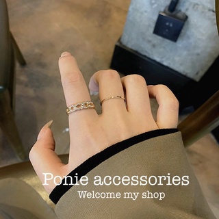 Set nhẫn nữ đính đá mạ vàng ( 2 chiếc ) | Ponie ACC |