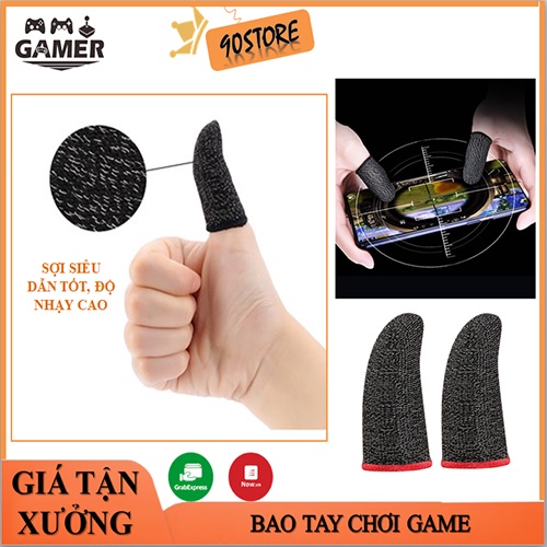 Combo 2 ngón bao tay chơi game bằng sợi carbon chống mồ hôi, chống trượt