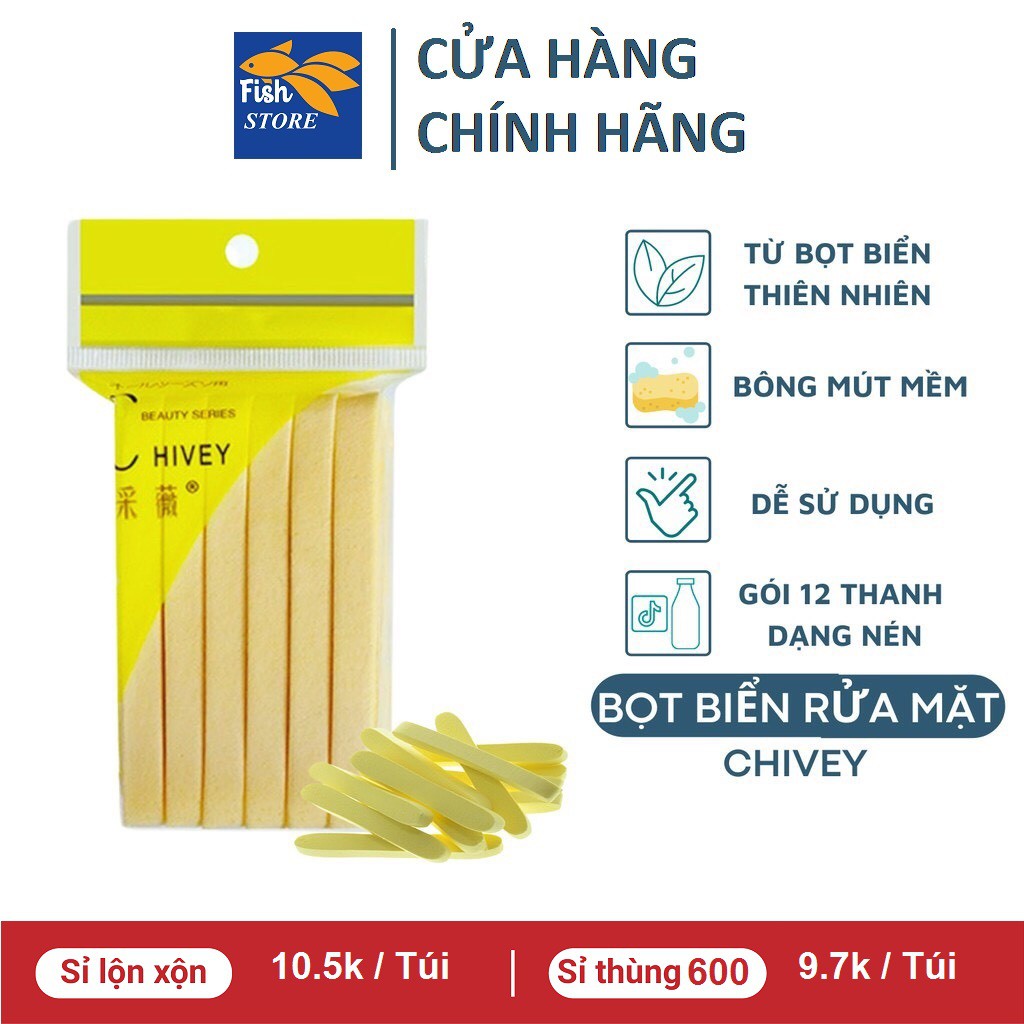 (Có Bán Sỉ) Bọt biển - Gói 12 Miếng Bông nở rửa mặt Chivey