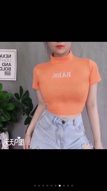 Áo cổ lọ croptop hình chụp thật kèm video