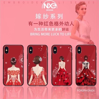 Ốp lưng iPhone 6/6Plus/7Plus/8Plus/X Viền dẻo ốp kính chống trầy hình cô gái đính đá cao cấp