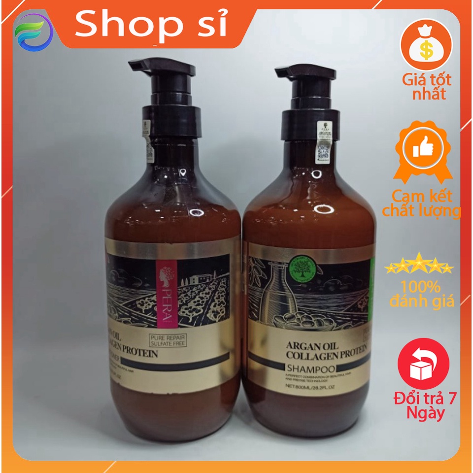 Bộ Dầu Gội Xả Pera ARGANOIL COLLAGEN PROTEIN   800ml*2