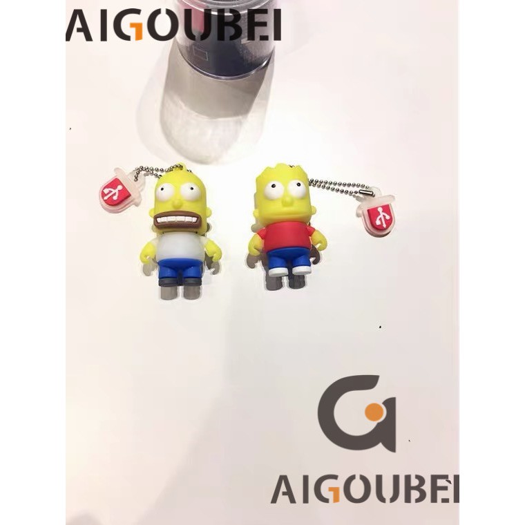 [Spot ＆ COD] USB 2.0 Silicone Cartoon Cute The Simpsons Thích hợp cho máy tính xách tay Bộ nhớ Lightning Drive 1GB 2GB 4GB 8GB 16GB 32GB 64GB 128GB