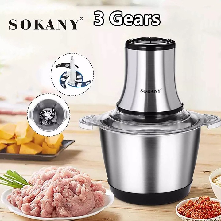 Máy xay thịt inox 304 Dung tích 3L - 4 lưỡi dao 3 tốc độ - Xay thịt, xay tỏi ớt, xay rau củ quả