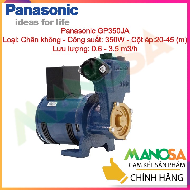 Máy bơm nước đẩy cao Panasonic GP-350JA-SV5 350W, Bơm chân không, Cột áp 20 - 45m, Lưu lượng 0,6 - 3,5m, nhập khẩu indo