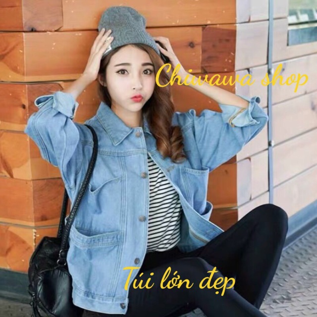 Áo khoác jean nữ 4 túi lớn tiện ích cho nàng ngây thơ sâu lắng dưới 60Kg