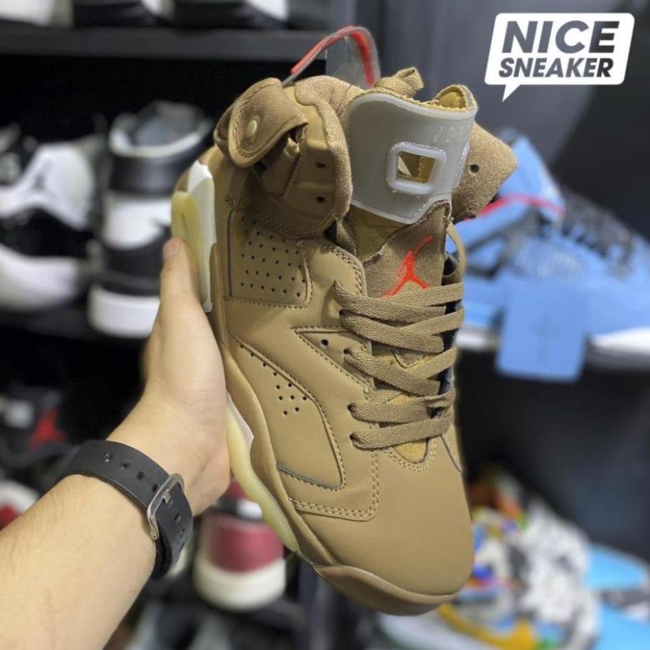 Giày sneaker , giày bóng rổ : Jordan 6 Travis Scott British Khaki ( nâu ) | Phiên bản 1:1 . ! ^ $ I