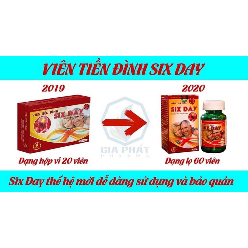 VIÊN TIỀN ĐÌNH SIX DAY-Mua 4 lọ tặng 1 hộp 20 viên-Viện Y học Bản Địa VN