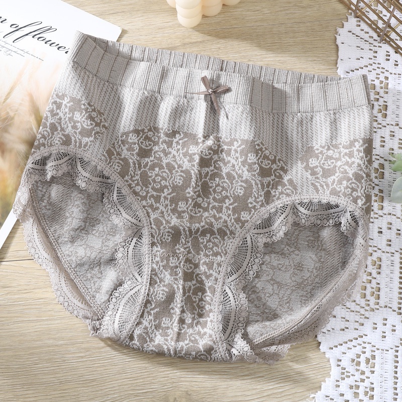 Quần Lót Nữ Cạp Cao Cotton Kháng Khuẩn Phối Ren Nâng Mông Tôn Dáng - Quần Chip Nữ Không Đường Viền QL06