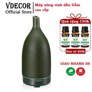 Máy Khuếch Tán Tinh Dầu VDECOR Gốm 2 Màu Đen Trắng Cao Cấp (GOM)