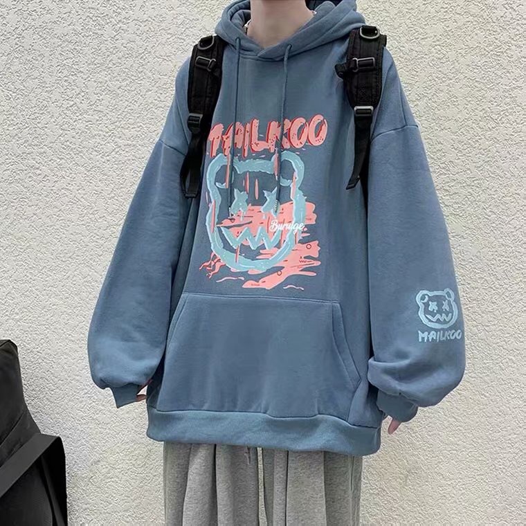 Áo Hoodie Dáng Rộng In Họa Tiết Độc Đáo Thời Trang Mùa Đông Cho Nam 3 Màu Size M-5Xl