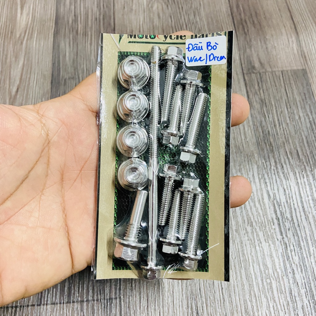 Ốc kiểu xe máy - Bộ ốc đầu lòng kiểu SALAYA thái xoắn sử dụng cho xe WAVE, DREAM, FUTURE NEO,FUTURE LED,trang trí xe máy