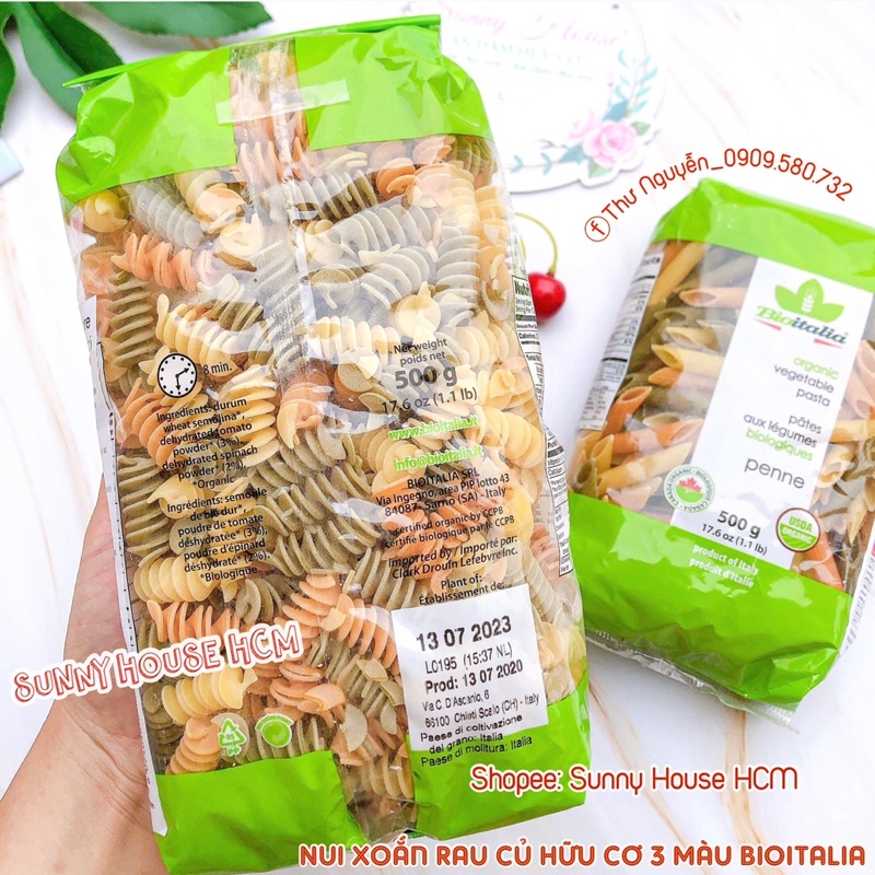 Nui Xoắn &amp; Nui Ống Rau Củ Hữu Cơ 3 Màu Bio 500g [Date 2024]