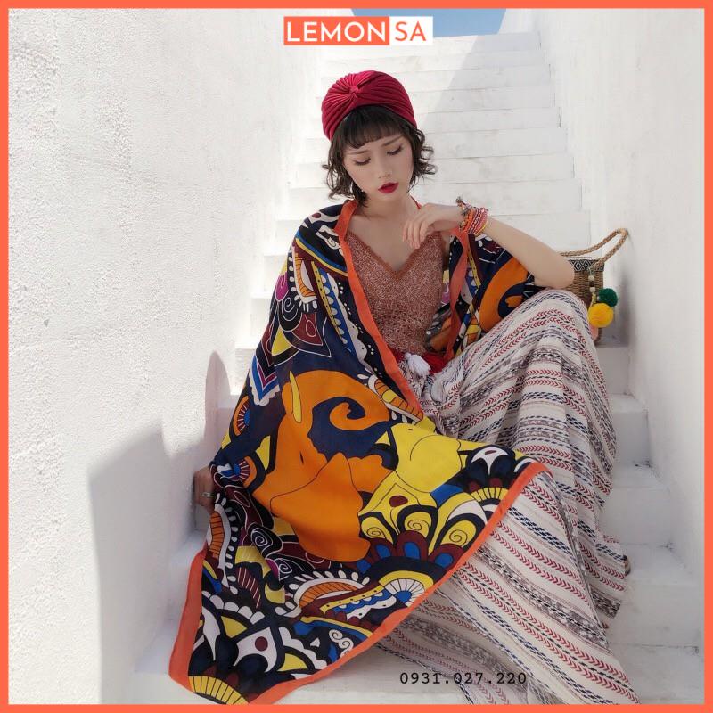 Khăn choàng thổ cẩm đi biển họa tiết boho nhiều màu - Mã LN036