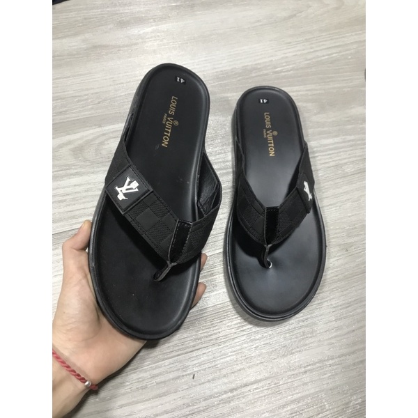 Dép lê nam quai chéo LV vân caro, dép quai chéo, dép nam đẹp