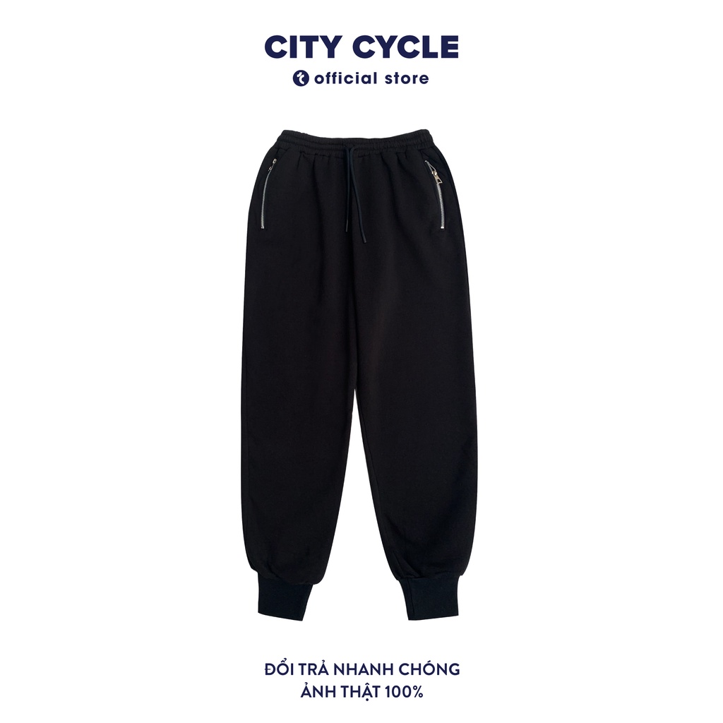 Quần khoá bộ khoác City Cycle quần jogger nỉ trơn bo gấu Unisex Hàn Quốc