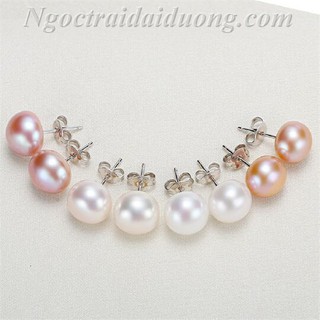 Bông tai nụ ngọc trai tự nhiên kiểu truyền thống nhẹ nhàng