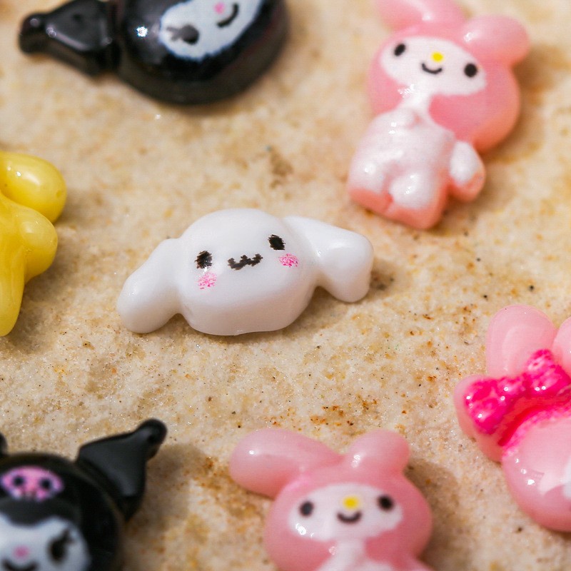 SANRIO Bộ 50 Phụ Kiện Trang Trí Móng Tay 3D Hình Kuromi Melody Cinnamon Purin Hoạt Hình Xinh Xắn