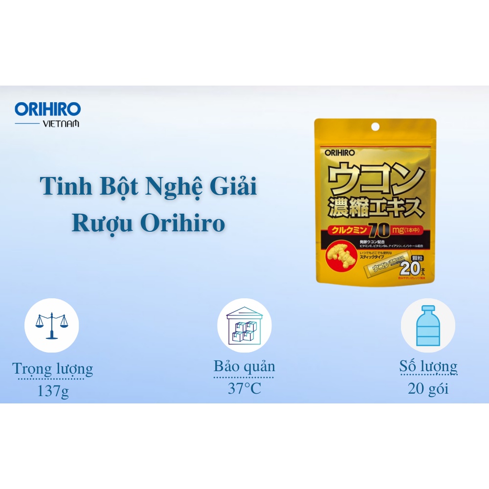 Tinh bột nghệ giải rượu Orihiro túi 20 gói