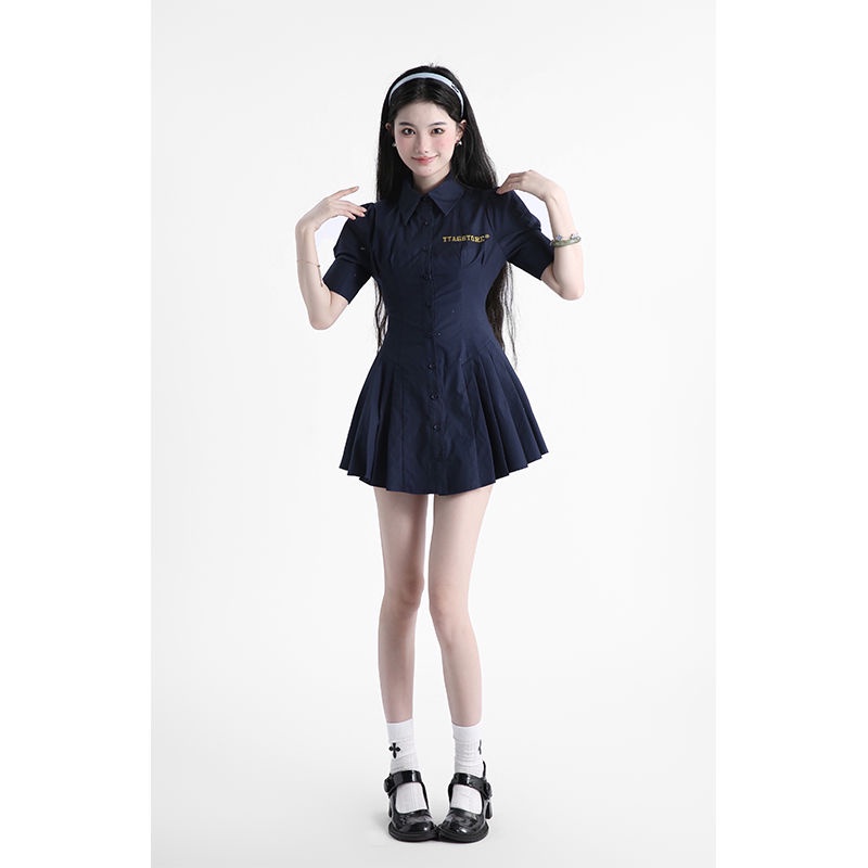 Đầm dáng sơ mi tay ngắn thời trang hè cho nữ