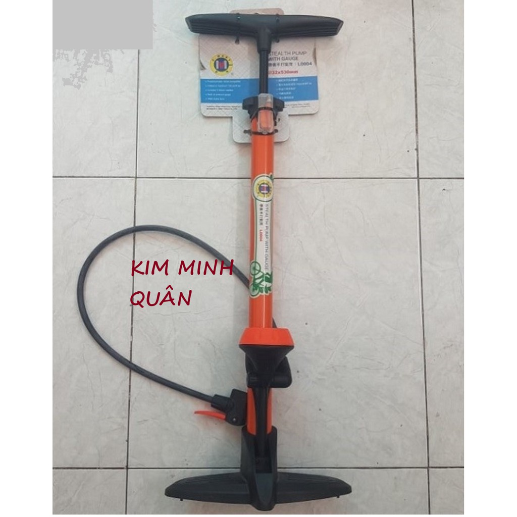 Bơm Hơi Tay Màu Cam Cao Cấp Có Đồng Hồ Áp Suất ø32*530mm L0004 CMART