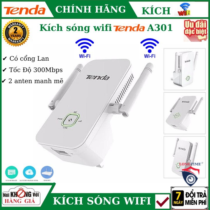 [Mã ELFLASH5 giảm 20K đơn 50K] Kích wifi Tenda A301 , tốc độ 300Mbps , 2 anten mạnh mẽ , bảo hành chính hãng