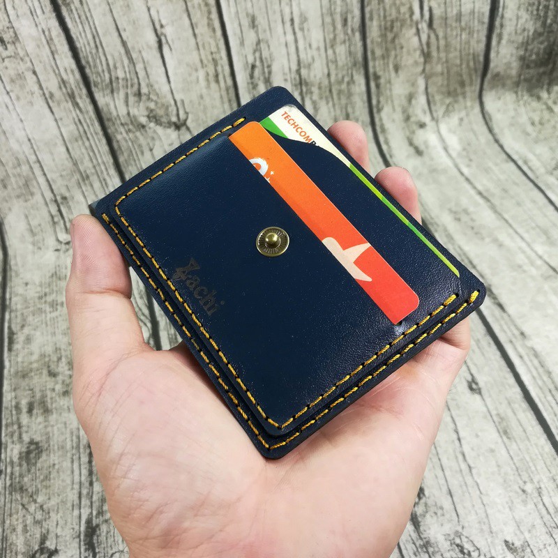 [Zachi] Bóp nam, ví nam mini da bò màu xanh Navy handmade - MN2421