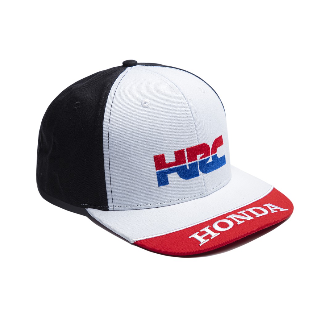 Nón snapback Honda HRC màu đen trắng vành đỏ - Logo thêu