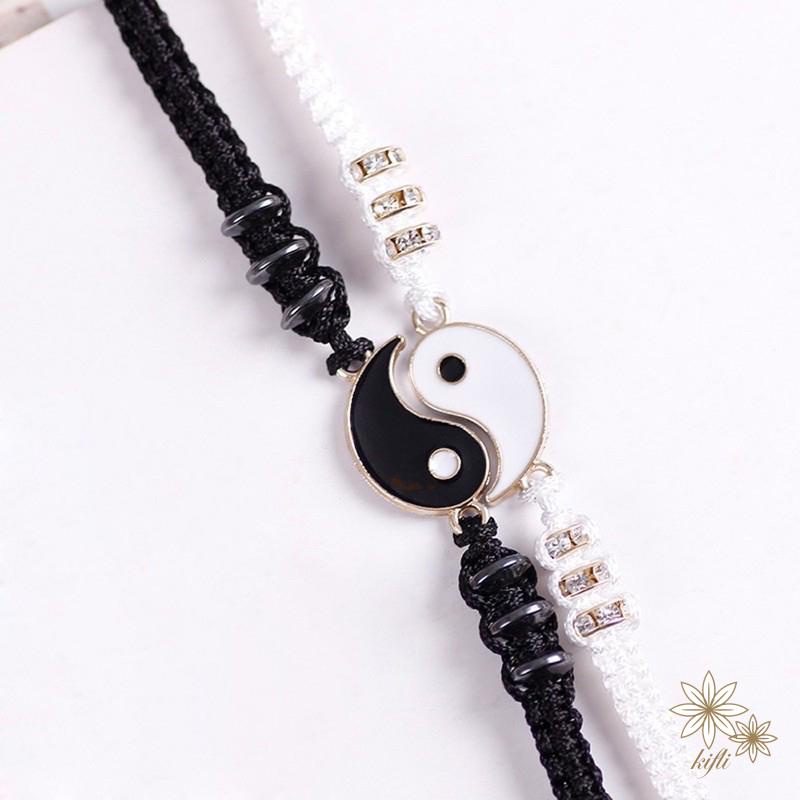 Vòng tay bằng hợp kim thiết kế mặt dây kết hợp âm dương thời trang cho cặp đôi