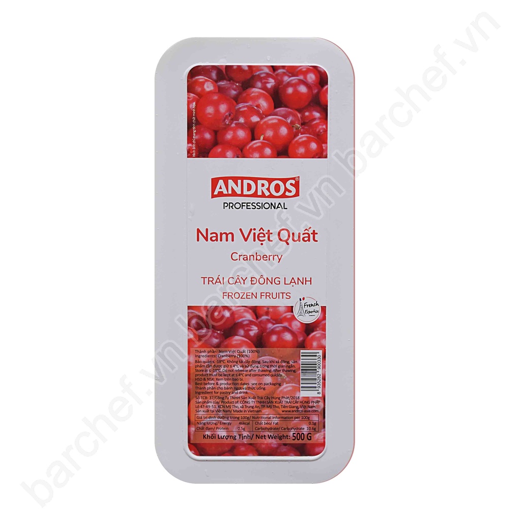 Nam việt quất nguyên trái đông lạnh Andros (Frozen Morello Cherry - IQF) - hộp 500g